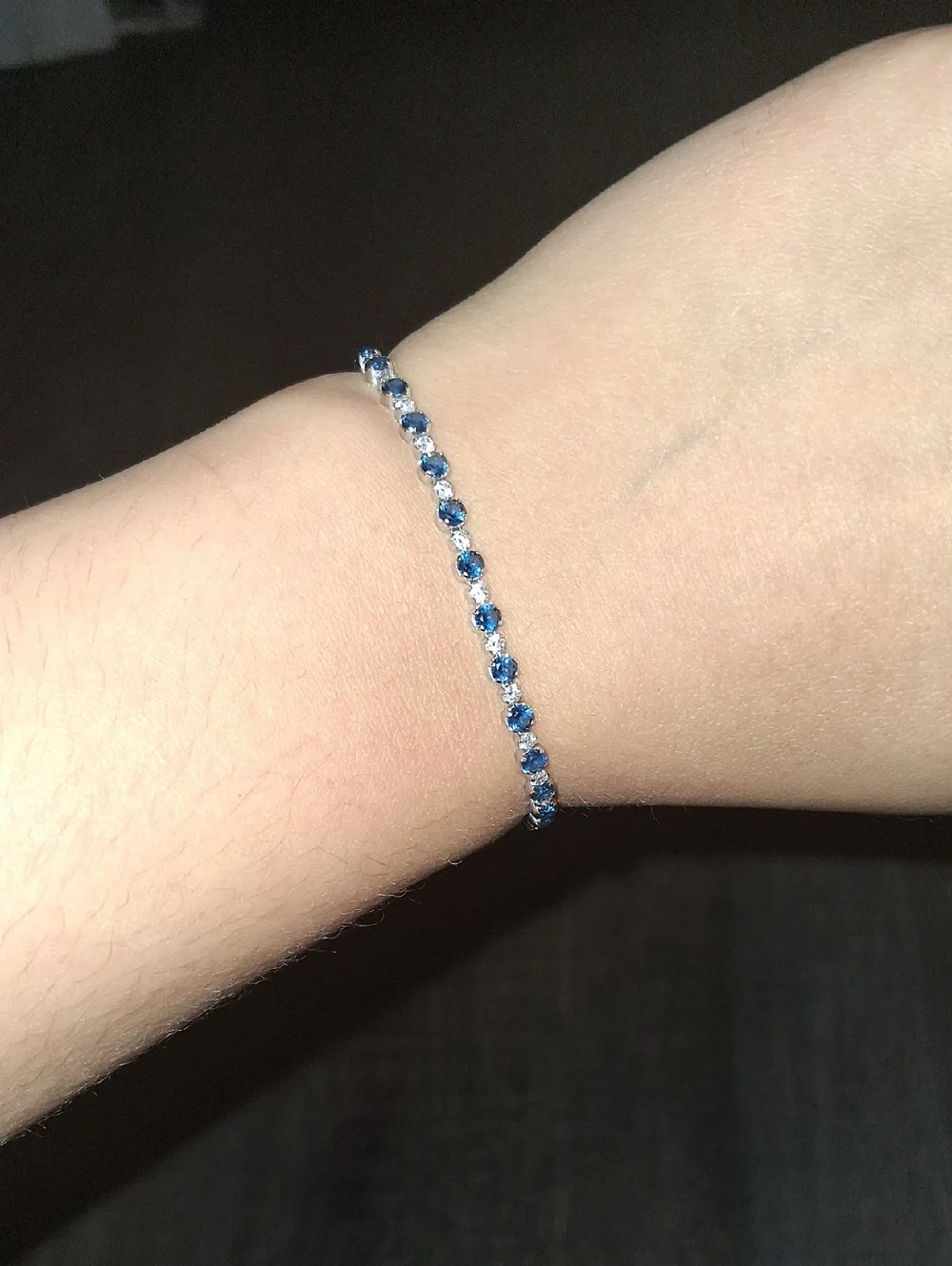 Pandora Blue & Clear Sparkle Slider Silver Bracelet